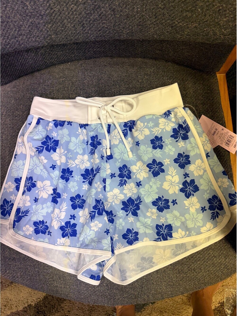 Wild Fable Blue Floral High-Rise Athletic Shorts with Built-in Briefs XS